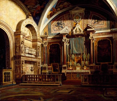 Innenraum von San Domenico Maggiore, von Raffaele Armando Califano Mundo (1857-1930) von Raffaele Armando Califano Mundo