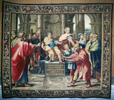 Wandteppich, der die Taten der Apostel darstellt. Die Blendung des Elymas, gewebt in der Beauvais-Werkstatt unter der Leitung von Philippe Behagle, 1695-98 von Raffaello Sanzio Raphael