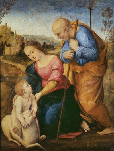 Die Heilige Familie mit einem Lamm von Raffaello Sanzio Raphael
