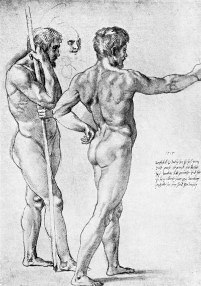 Zwei männliche Aktstudien, 1515, 1912 von Raffaello Sanzio Raphael
