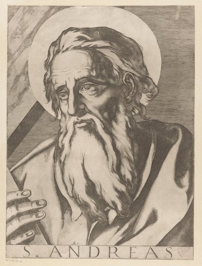 Heiliger Andreas S. Andreas (Titel auf dem Objekt) Christus, Maria und die zwölf Apostel (Serientitel) Il sacrato collegio apostolico (Serientitel) von Raffaello Schiaminossi