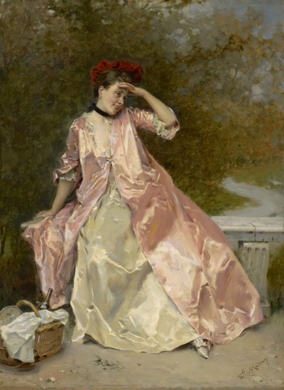 Frau mit Picknickkorb, ca. 1890 von Raimundo de Madrazo y Garreta