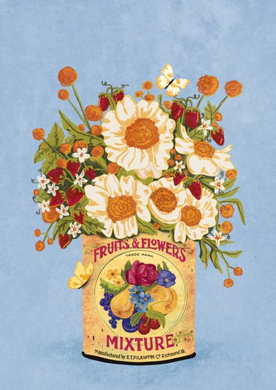 Blumen in einer Vintage-Teedose von Raissa Oltmanns