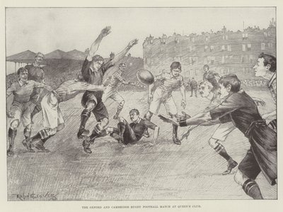 Das Rugby-Fußballspiel zwischen Oxford und Cambridge im Queen