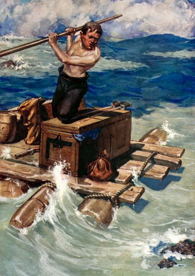 Illustration für Robinson Crusoe von Daniel Defoe von Ralph Noel Pocock