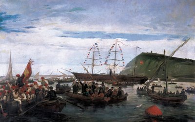Katalanische Freiwillige, die 1870 in den Krieg nach Kuba einschiffen von Ramón Padró y Pedret