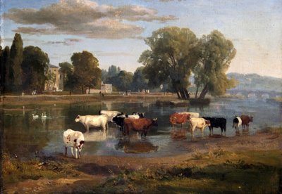 Thames bei Richmond vom Middlesex-Ufer, Blick auf Asgill House von Ramsay Richard Reinagle