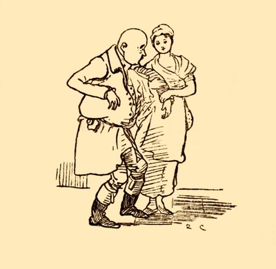 John Gilpin kommt an, hutlos und perückenlos von Randolph Caldecott