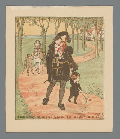 Landschaft mit Familie auf einem Landweg von Randolph Caldecott