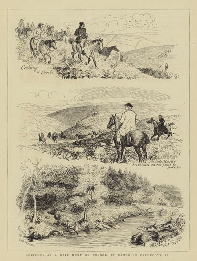 Skizzen bei einer Hirschjagd auf Exmoor von Randolph Caldecott
