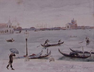 Das Zollhaus und die Kirche San Giorgio, Venedig, vom Piazzetta aus gesehen, 19. Jahrhundert von Randolph Caldecott