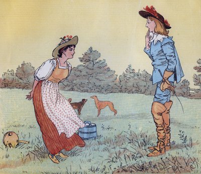 Dann kann ich dich nicht heiraten, mein hübsches Mädchen! Illustration von Randolph Caldecott für den Kinderreim Die Milchmagd. von Randolph Caldecott