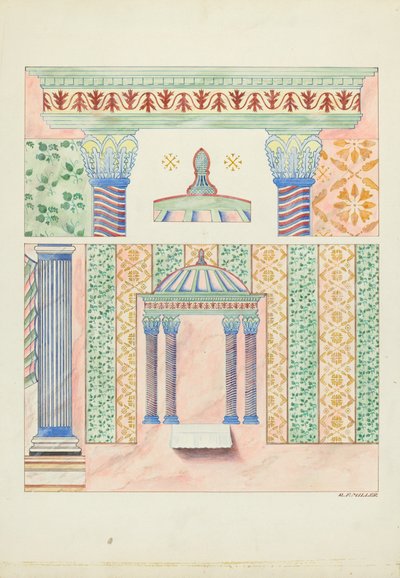 Details von Wandmalereien, Seitenwand des Heiligtums von Randolph F. Miller