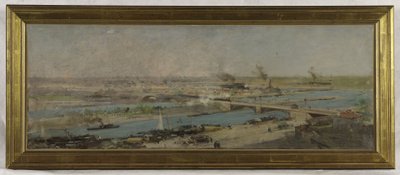 Skizze für den Ratssaal des Rathauses von Alfortville: Blick auf Alfortville von den Höhen von Charenton von Raoul Joseph Arus