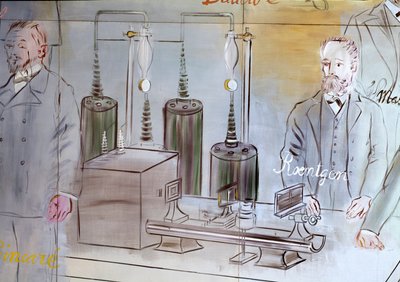 La Fée Électricité, Detail: Porträts von Wilhelm Conrad Röntgen, deutscher Physiker. 1937 von Raoul Dufy