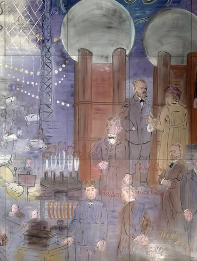 La Fée Électricité, Detail der linken Seite, Wissenschaftler darstellend von Raoul Dufy
