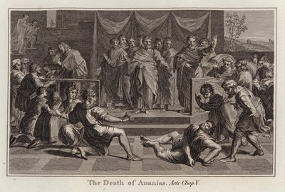 Raphael-Karton: Der Tod des Ananias, Apostelgeschichte, Kapitel V von after Raphael