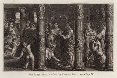 Raphael-Karton: Der Lahme wird von Petrus und Johannes geheilt, Apostelgeschichte, Kapitel III von after Raphael