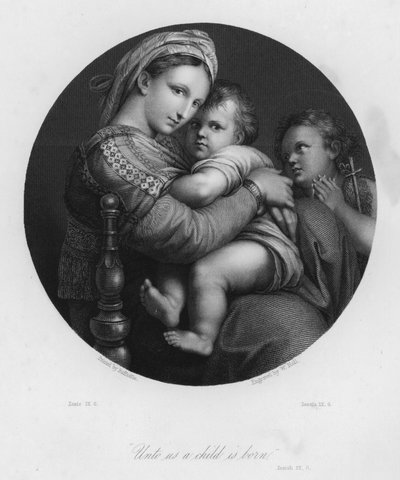 Die Heilige Familie, Jesaja IX, 6 von after Raphael