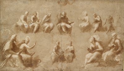 Christus und die Heiligen in Herrlichkeit Studie für die Disputa, frühes 16. Jahrhundert von Raphael