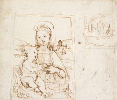 Studie für ein Bild der Jungfrau und des Kindes, ca. 1500-1504 von Raphael