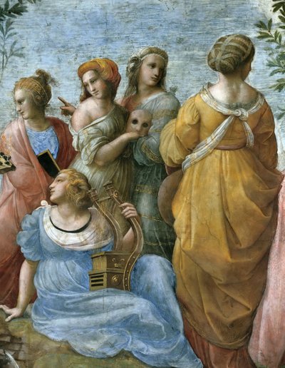 Der Parnass. (Detail). Fresko in der Stanza della Segnatura, ca. 1510-1511 von Raphael