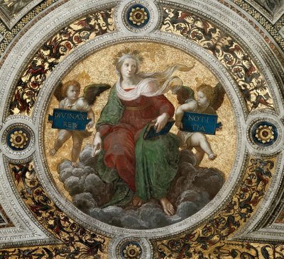 Theologie. Deckenfresko in der Stanza della Segnatura, ca. 1510-1511 von Raphael