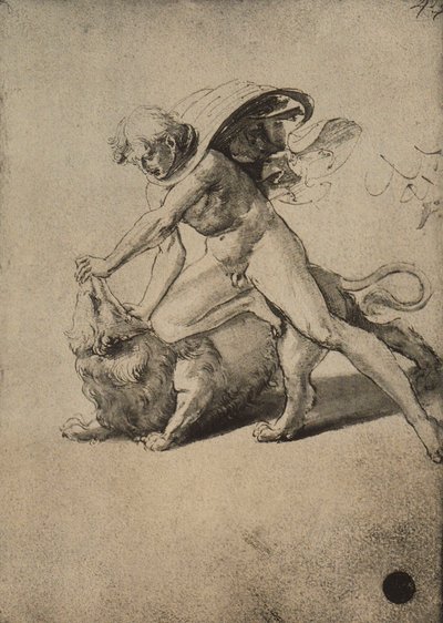 Simson kämpft mit dem Löwen; Zeichnung von Raphael. Gallerie dell