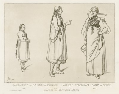 Bauern aus dem Kanton Zürich und Milchmädchen aus Oberhasli im Kanton Bern von Raphael Jacquemin