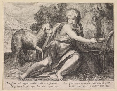 Johannes der Täufer als Jüngling bei einer Quelle von Raphaël Sadeler (I)