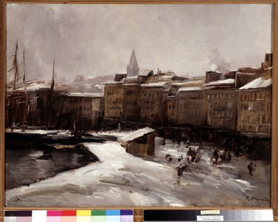 Quai du Port, Marseille, im Schnee von Raymond Allegre
