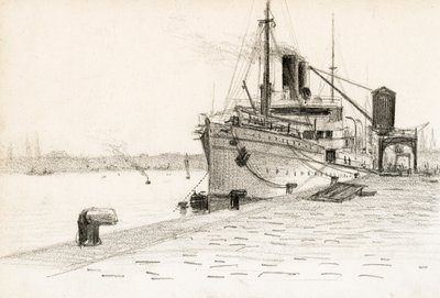 Frachtschiff im Hafen von Bordeaux von Raymond Bonnefon