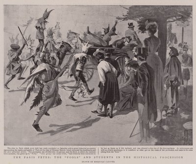 Die Pariser Feste, die "Narren" und Studenten in der historischen Prozession von Reginald Thomas Cleaver