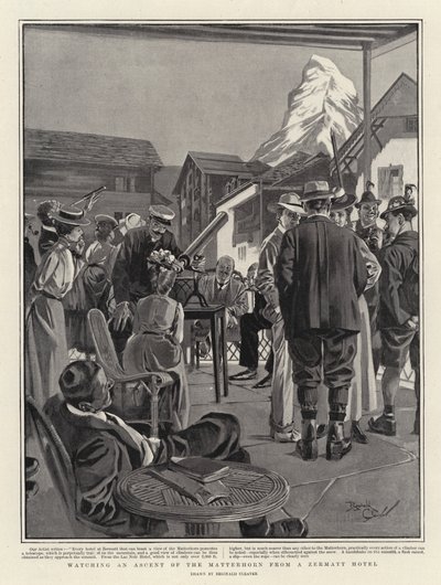 Beobachtung eines Aufstiegs des Matterhorns von einem Hotel in Zermatt von Reginald Thomas Cleaver
