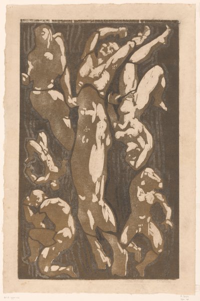 Komposition mit sechs menschlichen Figuren von Reijer Stolk (signed by artist)