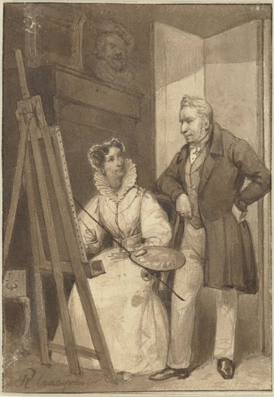Porträt von Wilhelmina Frederica Sophia von Preußen, Prinzessin von Oranien-Nassau, mit ihrem Mann König Wilhelm I. von Reinier Craeyvanger