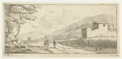 Landschaft mit einem Mann auf einem Esel von Reinier Nooms