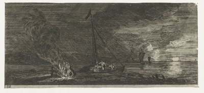 Meeresansicht bei Nacht (Verschiedene Einschiffungen und dergleichen) von Reinier Nooms