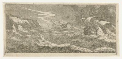 Segelschiffe in einem Seesturm von Reinier Nooms