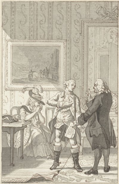 Illustration für das Theaterstück Het Tweegevegt van Jester von Reinier Vinkeles (I)