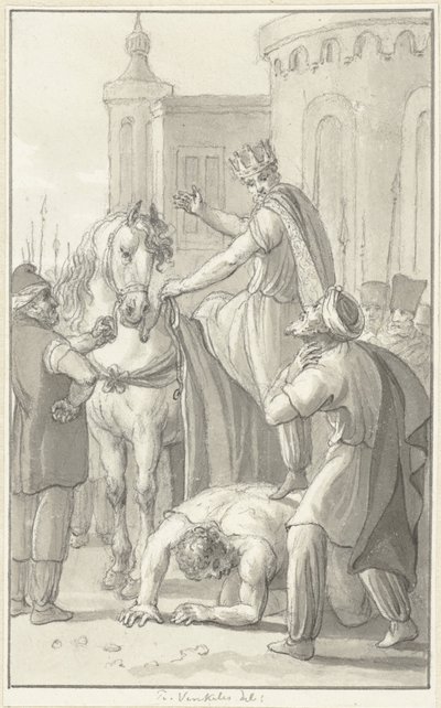 Kaiser Valerianus in Kriegsgefangenschaft beim persischen König Sapor von Reinier Vinkeles (I)