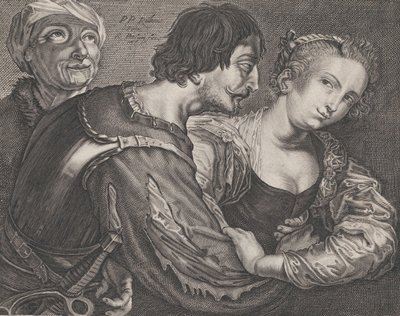 Die Kupplerin: eine alte Frau, ein Soldat und eine Frau von Reinier van Persyn