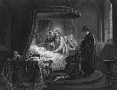 Die Auferweckung der Tochter des Jairus, Markus, Kap. V, Vers 35, 42 (Stich) von Rembrandt Harmensz. van Rijn (after)