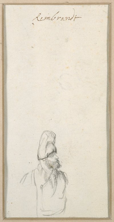 Bärtiger Mann im Profil, mit hoher Mütze, ca. 1640 von Rembrandt Harmensz. van Rijn