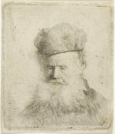Büste eines alten Mannes mit Pelzmütze und fließendem Bart, ca. 1631 von Rembrandt Harmensz. van Rijn