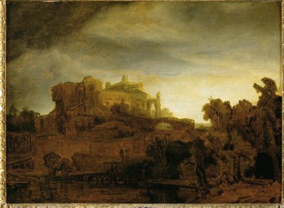 Schloss in der Dämmerung von Rembrandt Harmensz. van Rijn