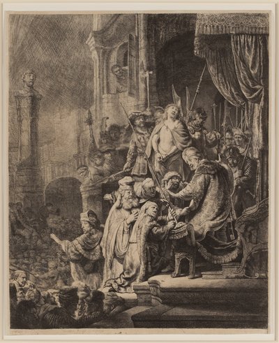 Christus vor Pilatus: Große Platte von Rembrandt van Rijn