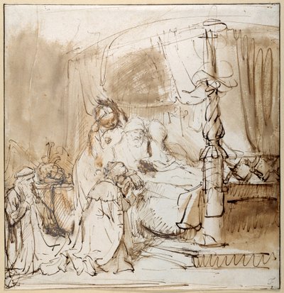 Davids Auftrag an Salomo (Feder & Tinte mit Waschung auf Papier) von Rembrandt Harmensz. van Rijn
