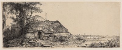 Landschaft mit Hütte und großem Baum von Rembrandt Harmensz. van Rijn