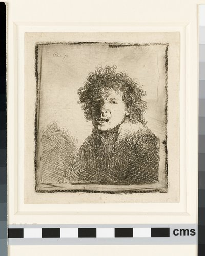 Selbstporträt mit offenem Mund von Rembrandt van Rijn